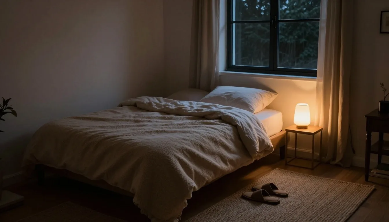Dormitorio ordenado con ropa preparada para la mañana